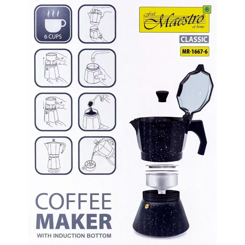 Kavos virimo aparatas Maestro MR-1667-6 – Moka puodas viryklei 6 puodeliams
