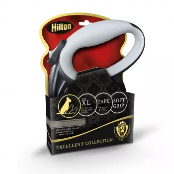 Ištraukiamas šuns pavadėlis Hilton Smart Dog Tape XL — 7 m, šunims iki 40 kg, juodai pilkas