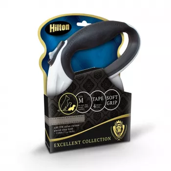 Ištraukiamas šuns pavadėlis Hilton Smart Dog Tape M — 4 m, šunims iki 20 kg, baltai juodas
