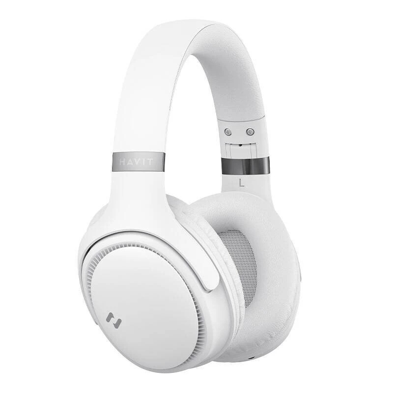Belaidės ausinės HAVIT H630BT — ant ausų, Bluetooth, įmontuotas mikrofonas, balta