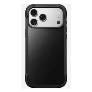Dėklas „Nomad Rugged Leather Case“, skirtas iPhone 17 Pro Max, oda + TPU + PC, tinka 17,5 cm (6,9 col.) ekranui, juoda