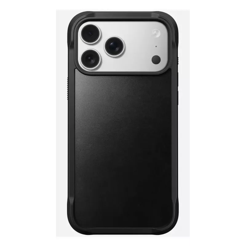 Dėklas „Nomad Rugged Leather Case“, skirtas iPhone 17 Pro Max, oda + TPU + PC, tinka 17,5 cm (6,9 col.) ekranui, juoda