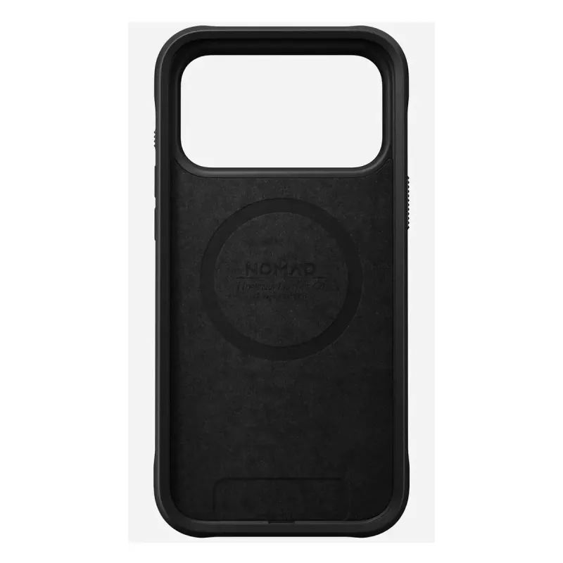 Dėklas „Nomad Rugged Leather Case“, skirtas iPhone 17 Pro Max, oda + TPU + PC, tinka 17,5 cm (6,9 col.) ekranui, juoda