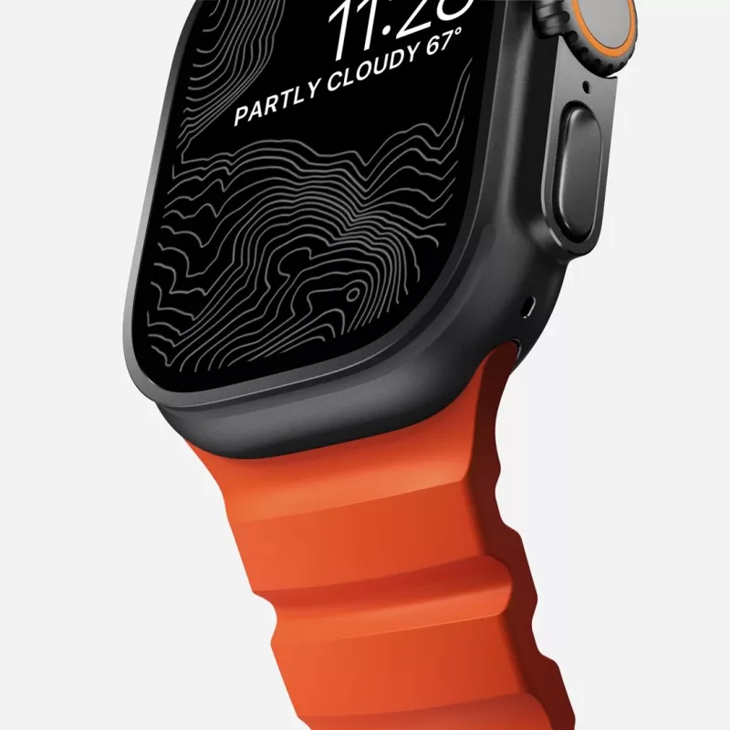 NOMAD Rocky Point Band, skirta Apple Watch 46/49 mm, FKM ir titanas, Magma/Black Hardware