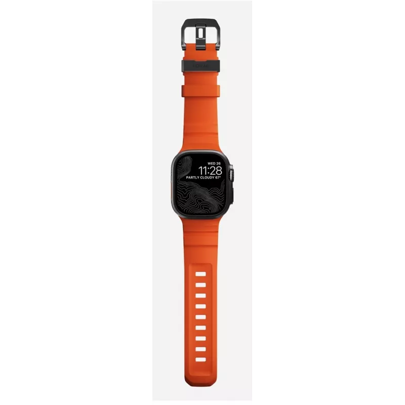 NOMAD Rocky Point Band, skirta Apple Watch 46/49 mm, FKM ir titanas, Magma/Black Hardware