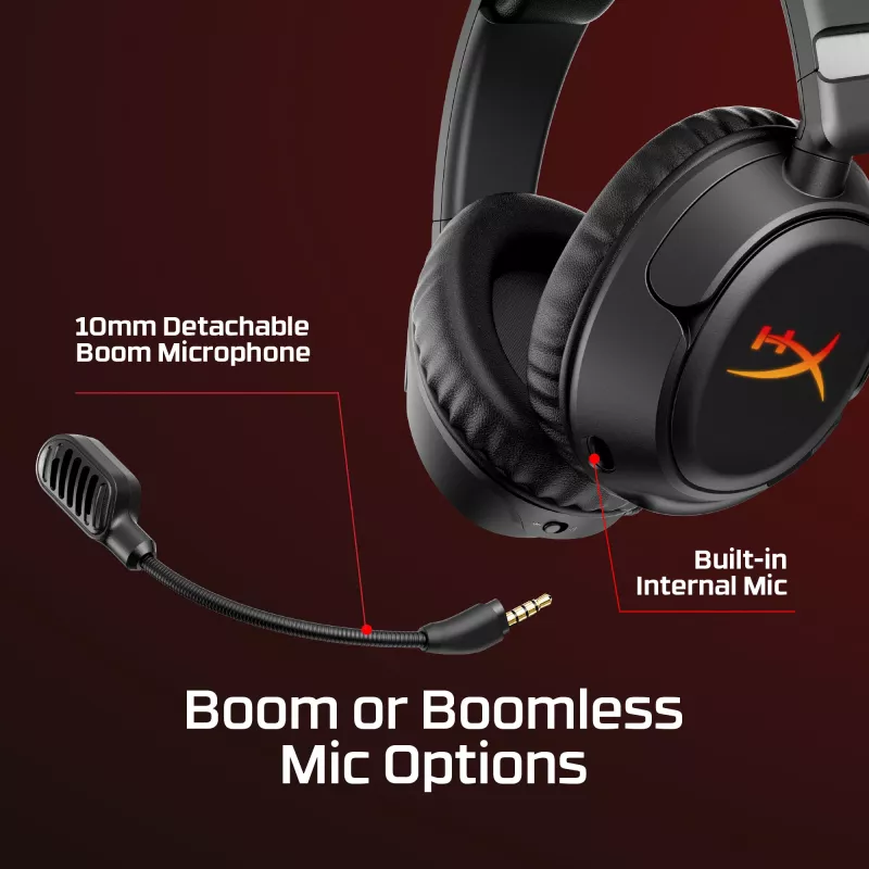 Belaidės žaidimų ausinės HyperX Cloud Flight 2 — uždengiančios ausis, juodos