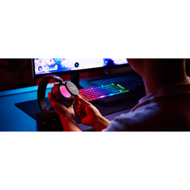 Belaidės žaidimų ausinės HyperX Cloud Flight 2 — uždengiančios ausis, juodos