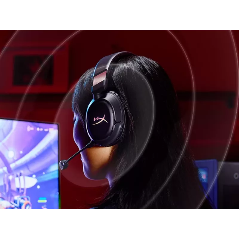 Belaidės žaidimų ausinės HyperX Cloud Flight 2 — uždengiančios ausis, juodos