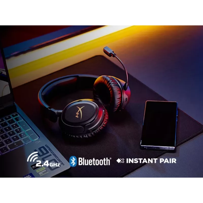 Belaidės žaidimų ausinės HyperX Cloud Flight 2 — uždengiančios ausis, juodos