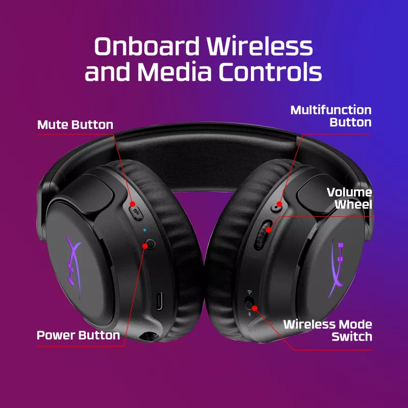 Belaidės žaidimų ausinės KINGSTON HyperX Cloud Flight 2 su USB-C ir Bluetooth, baltos
