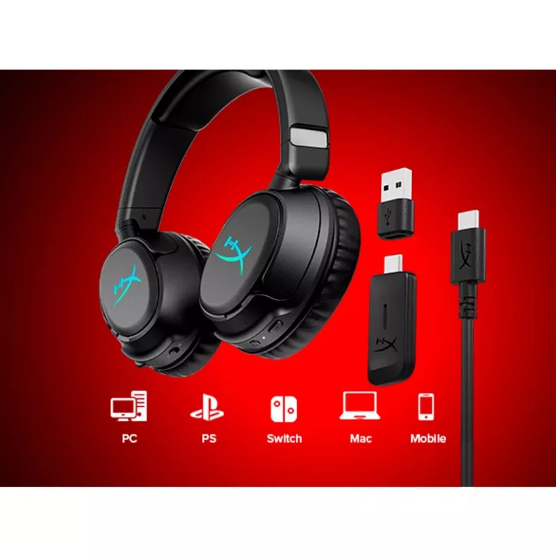 Belaidės žaidimų ausinės KINGSTON HyperX Cloud Flight 2 su USB-C ir Bluetooth, baltos