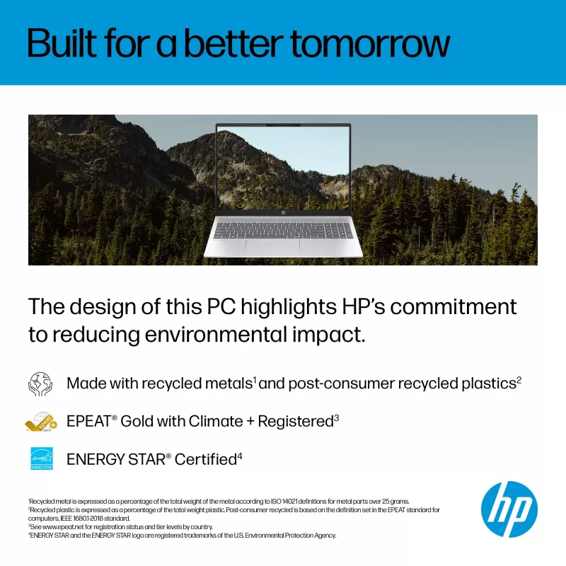 HP OmniBook 5 16-ba1005na 40,6 cm (16 colių) 2K nešiojamas kompiuteris – Intel® Core™ i3-1315U, 8 GB LPDDR5, 512 GB SSD, Wi-Fi 6, Windows 11 Home, sidabrinis