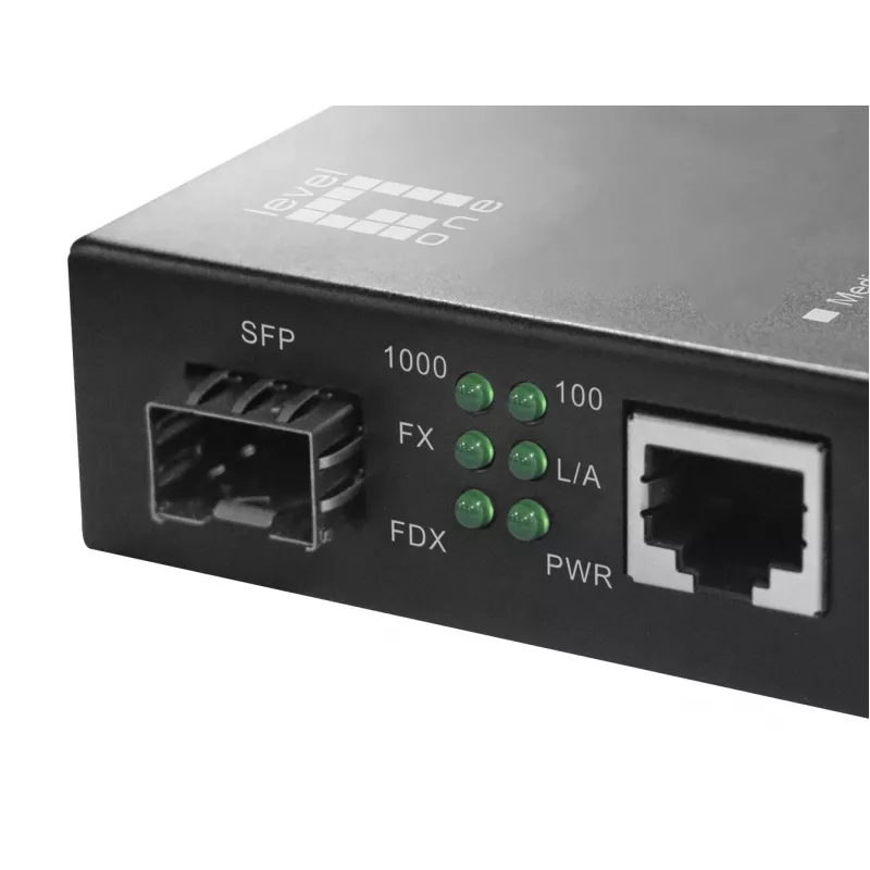 LevelOne GVT-2012 RJ45 į SFP gigabitinio ryšio keitiklis su PoE PSE