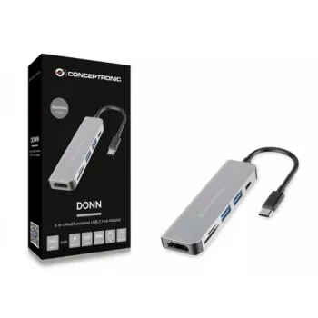 Conceptronic DONN02G USB-C dokas / prievadų replikatorius USB 3.2 Gen 1 (3.1 Gen 1) Type-C, aliuminis