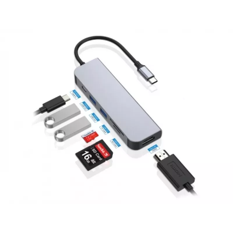 Conceptronic DONN02G USB-C dokas / prievadų replikatorius USB 3.2 Gen 1 (3.1 Gen 1) Type-C, aliuminis