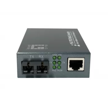 LevelOne GVT-2014 RJ45 į SC Gigabitinis medijos keitiklis, PoE PSE, vienmodis šviesolaidis, 20 km