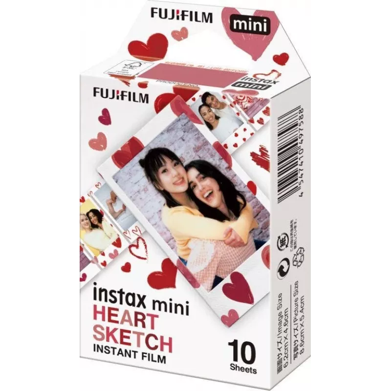 Fujifilm Instax Mini momentinė juostelė 10 vnt 54 x 86 mm Heart Sketch