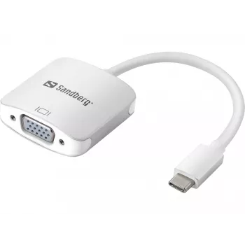 Sandberg USB-C į VGA jungtis, USB Type-C, VGA (D-Sub), vyriškas, moteriškas, 1920 x 1080 (HD 1080), 2048 x 1152, 1080p