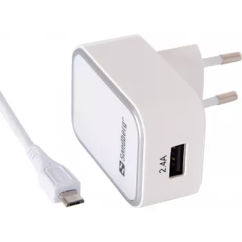 Sandberg AC įkroviklis EU Micro USB 2.4A, vidaus, AC, 5 V, baltas