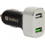 Sandberg automobilinis įkroviklis 1xQC 3.0+1xUSB2.4A, cigarečių degtukas, 12 V, aliuminis, juodas