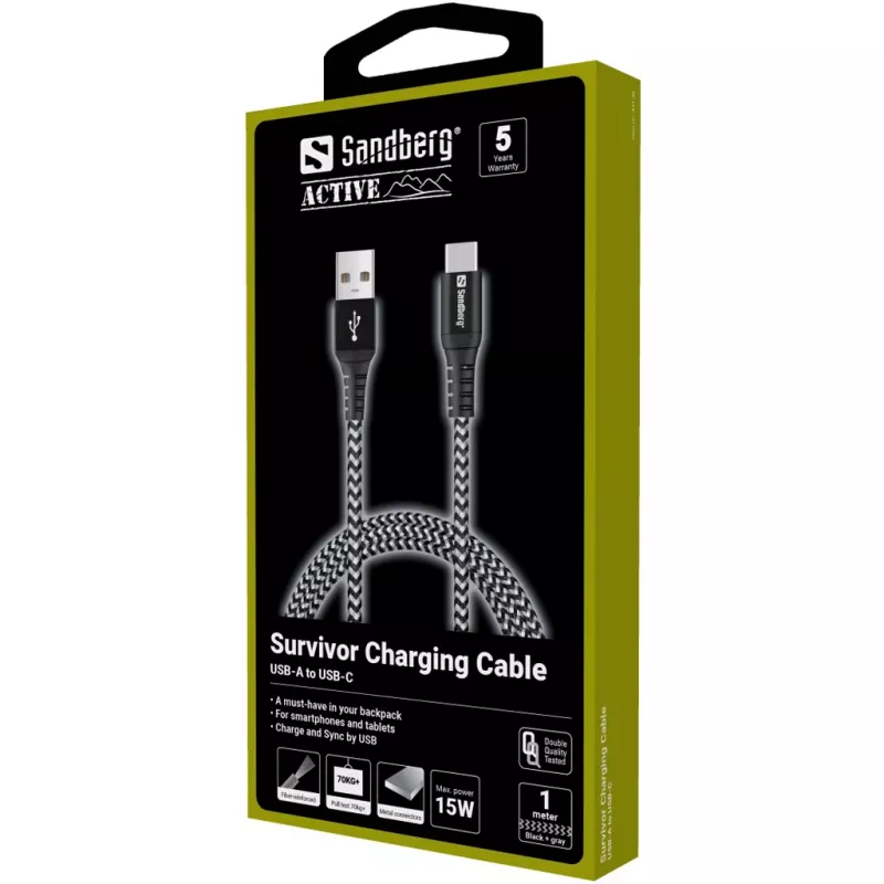 Sandberg Survivor USB-C į USB-A laidas 1 m