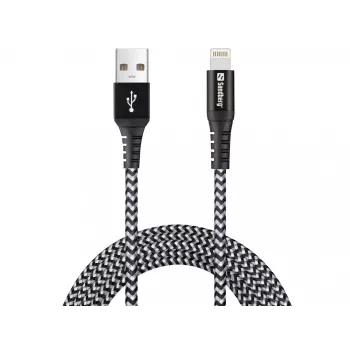 Sandberg Survivor Lightning laidas 2 m, Kevlar, dvigubas pintas nailonas, USB A – Lightning