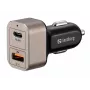 Sandberg automobilinis įkroviklis 1xQC3.0+1xUSBC 24W, cigaretinis kištukas, 12 V, juoda, pilka