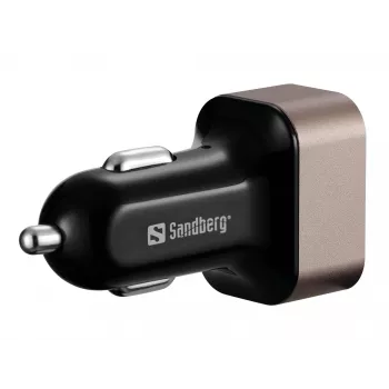 Sandberg automobilinis įkroviklis 1xQC3.0+1xUSBC 24W, cigaretinis kištukas, 12 V, juoda, pilka