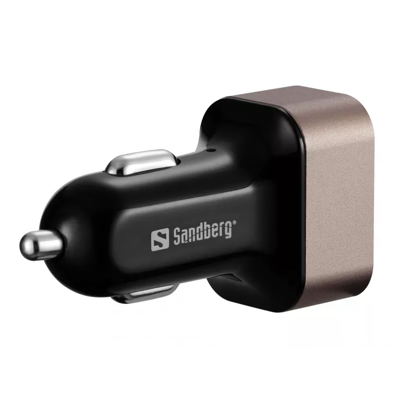 Sandberg automobilinis įkroviklis 1xQC3.0+1xUSBC 24W, cigaretinis kištukas, 12 V, juoda, pilka
