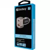 Sandberg automobilinis įkroviklis 1xQC3.0+1xUSBC 24W, cigaretinis kištukas, 12 V, juoda, pilka