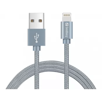 Sandberg Excellence Lightning Grey 1m, 1 m, Lightning, USB A, Pilka, Tiesioginis, Tiesioginis