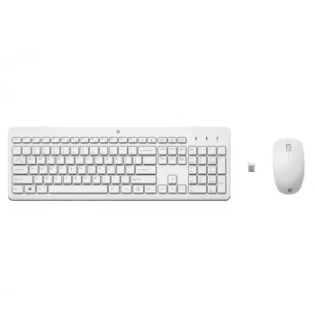 HP 230 belaidis klaviatūros ir pelės rinkinys, pilno dydžio, membraninis, baltas