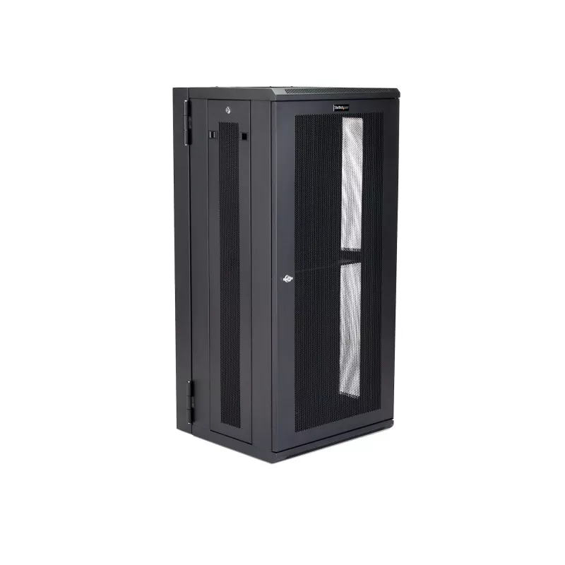 StarTech.com 4 stulpų 26U sieninis tinklo spintas su 1U lentyna, 19 colių šarnyrinis sieninis serverio stovas duomenų / AV / elektronikos / kompiuterijos įrangai, lankstus ventiliuojamas stovo korpusas