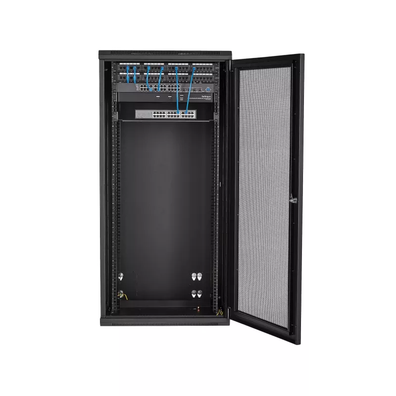 StarTech.com 4 stulpų 26U sieninis tinklo spintas su 1U lentyna, 19 colių šarnyrinis sieninis serverio stovas duomenų / AV / elektronikos / kompiuterijos įrangai, lankstus ventiliuojamas stovo korpusas