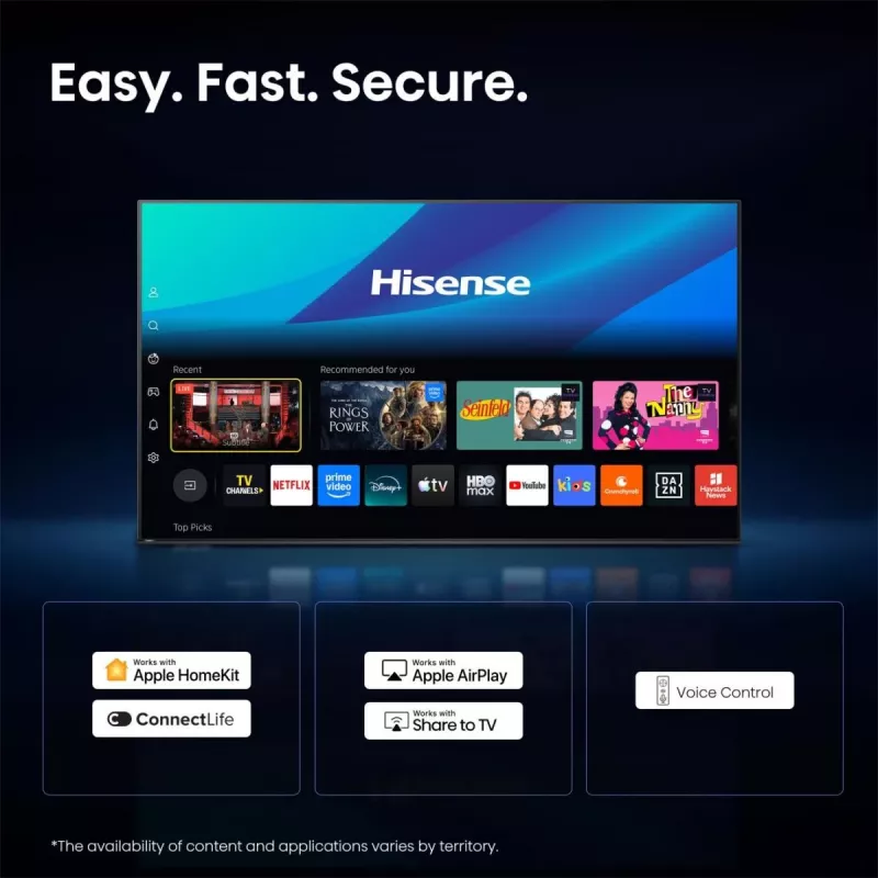 Hisense 85E7S PRO televizorius 2,16 m (85 colių) UHD+ Smart TV Wi-Fi juodas 400 cd/m²