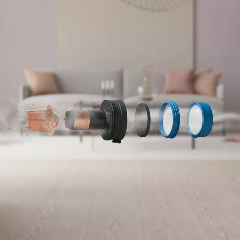 Elektrinis siurblys Electrolux EP71B14WET lazdelinis, sausas/šlapias, be maišelio, 0,3 L, mėlynas, 4 Ah