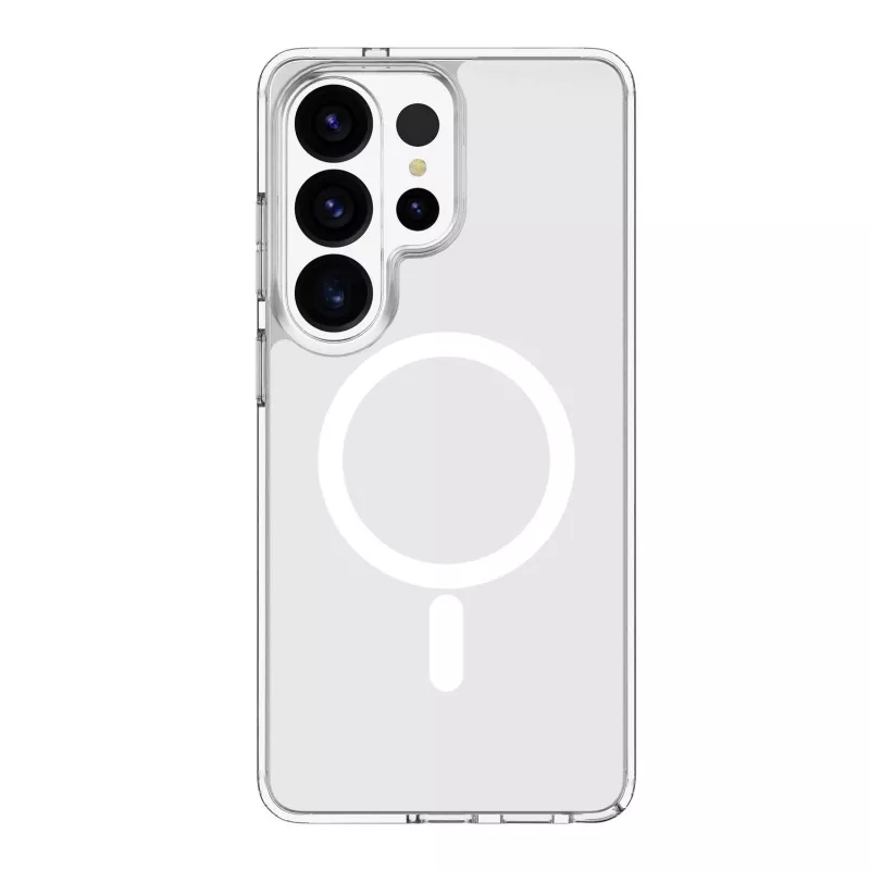 Cellularline Clear Mag - Galaxy S26 Ultra permatomas dėklas su guminiu kraštu, atsparus pageltimui