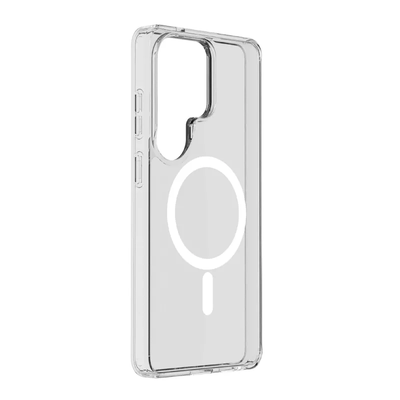 Cellularline Clear Mag - Galaxy S26 Ultra permatomas dėklas su guminiu kraštu, atsparus pageltimui