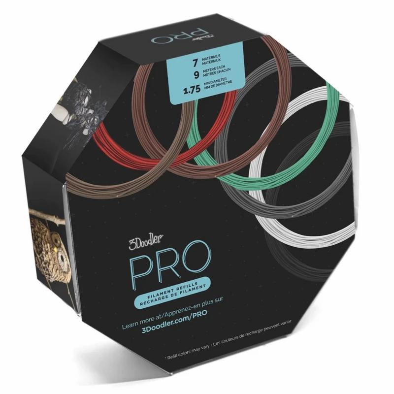 3Doodler PRO-FILLS 3D spausdinimo medžiaga Varis, PLA, PLA-CF, Medienos pluoštas Varis, Žalia, Pilka, Balta, Mediena, Raudona, Bronza