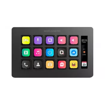 Mars Gaming MSD-ONE Control Deck Slim, 15 mygtukų, LCD, juoda
