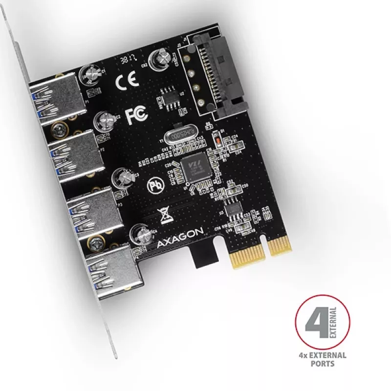 „AXAGON PCEU-430VL“ PCI-Express kortelė – 4 USB 3.2 Gen 1 prievadai