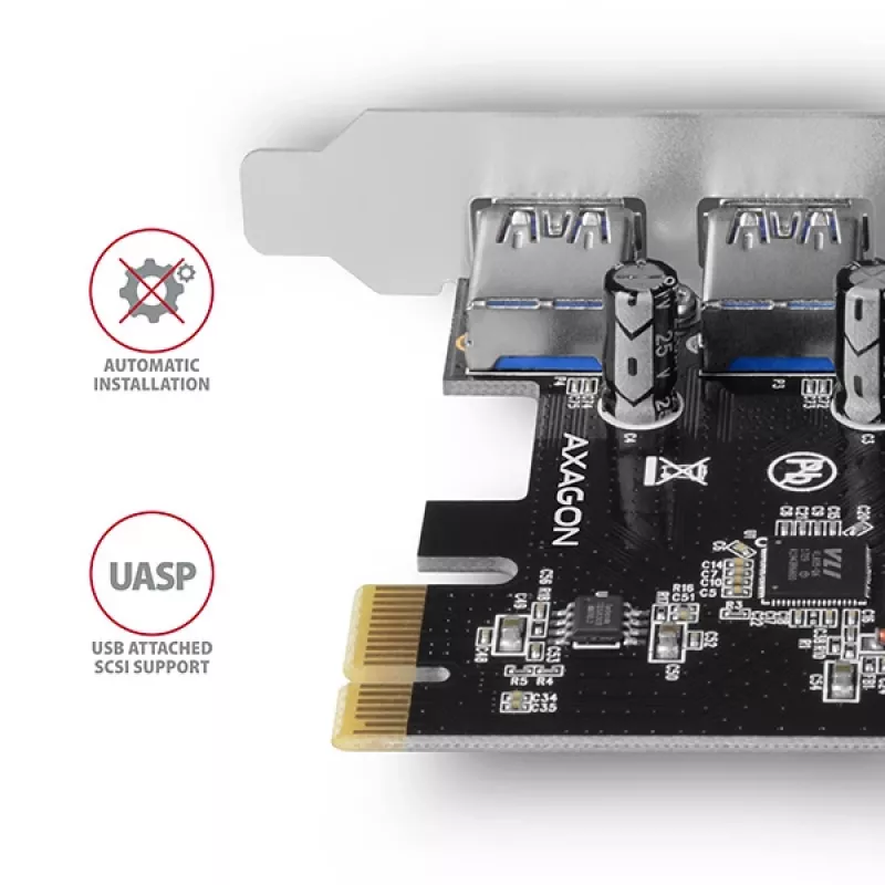 „AXAGON PCEU-430VL“ PCI-Express kortelė – 4 USB 3.2 Gen 1 prievadai