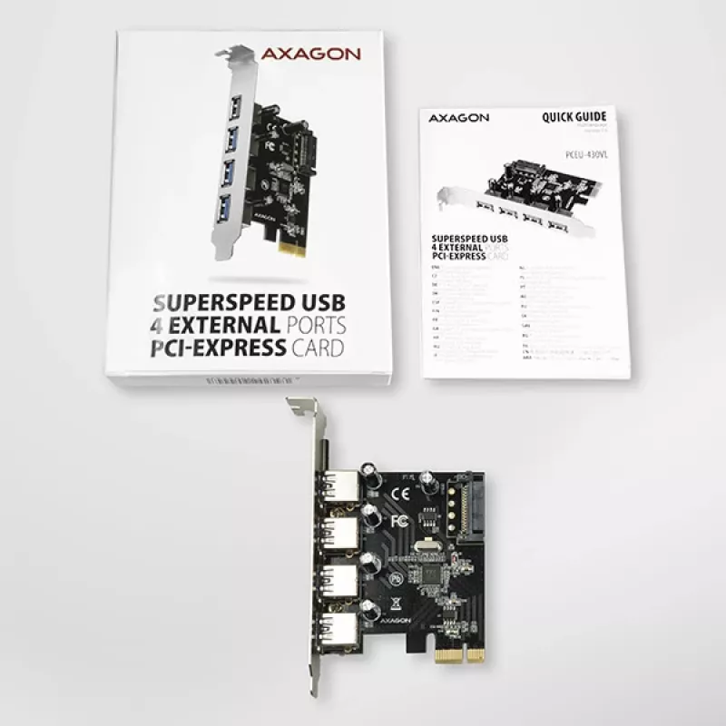 „AXAGON PCEU-430VL“ PCI-Express kortelė – 4 USB 3.2 Gen 1 prievadai