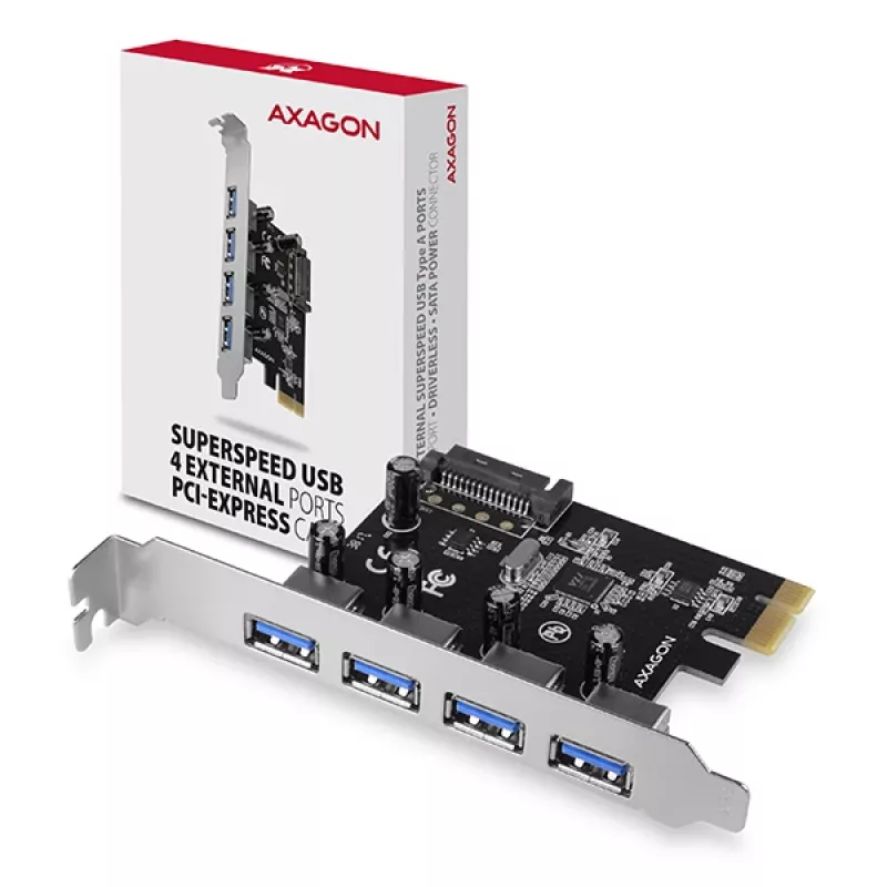 „AXAGON PCEU-430VL“ PCI-Express kortelė – 4 USB 3.2 Gen 1 prievadai