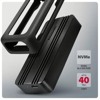 Axagon EEM2-40G USB-C 40Gbps M.2 NVMe SSD korpusas, ARMORED aliuminis