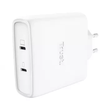 Įkroviklis TRUST Maxo 100W 2x USB-C GaN — 100 W, 2x USB-C, 20 V maks., AC vidaus, 2 m laidas, baltas