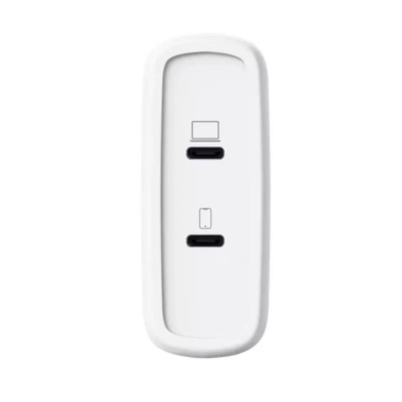 Įkroviklis TRUST Maxo 100W 2x USB-C GaN — 100 W, 2x USB-C, 20 V maks., AC vidaus, 2 m laidas, baltas
