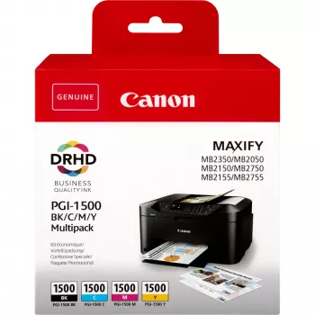 Canon PGI-1500 rašalo kasetės rinkinys, juoda, žydra, rausvai raudona, geltona, daugiapakė
