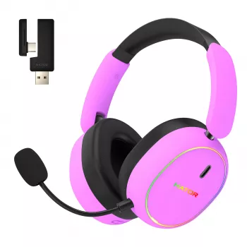 HATOR Phoenix 2 Wireless belaidės ausinės su mikrafonu, žaidimams, USB Type-C / USB Type-A, Bluetooth, violetinė