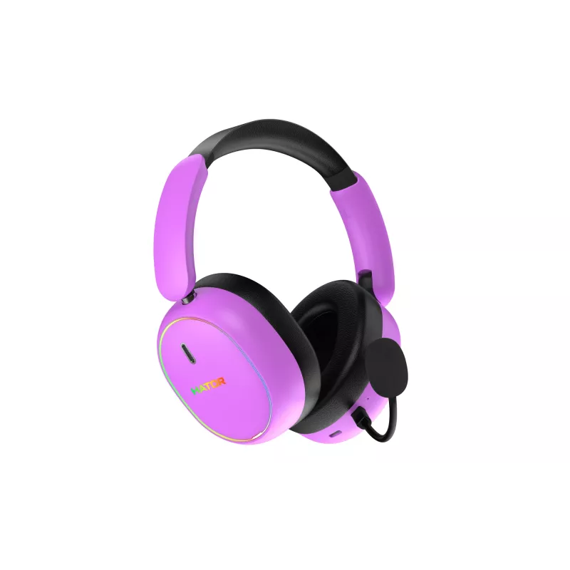 HATOR Phoenix 2 Wireless belaidės ausinės su mikrafonu, žaidimams, USB Type-C / USB Type-A, Bluetooth, violetinė